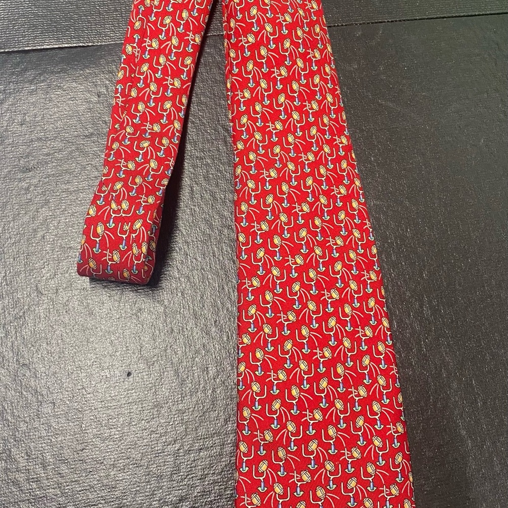 Vineyard Vines Red Football Print Tie